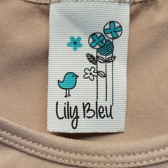 Lily Bleu Tan Kids Butterfly Graphic Cap Sleeve Tee with Ruched Sides - Size 7/8 - Picture 3 of 5